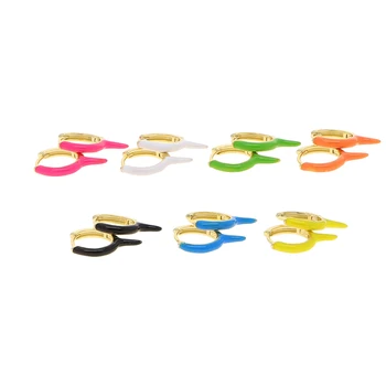 Pastel Neon Smalt Rainbow Dievča Ženy Módne Šperky Multi Piercing Mini Spike Hoop Náušnice